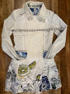 Desigual Women's Lined Floral Print Long Sleeve Button Down Coat White Size 36 - Picture 1 of 21