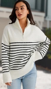 NEW LILLUSORY Women's Oversized Sweater SOFT Chunky Pullover Sweater White XL - Picture 1 of 8