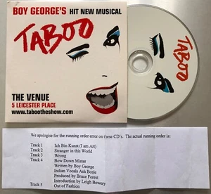 BOY GEORGE Taboo TABOOCD2 *RARE 2002 UK WITHDRAWN 5-TR PROMO CARDBOARD SLEEVE CD - Picture 1 of 5