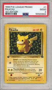 1999 Pokemon Ivy Pikachu #1 Black Star 1st Edition League Promo Error PSA 2 - Picture 1 of 2