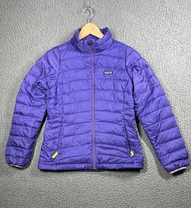 Patagonia Jacket Youth Sz XL Purple Quilted Down Sweater Outdoors Girls 14 - Picture 1 of 15