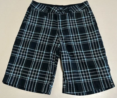 Quicksilver Boys Black Plaid Bermuda Walk Shorts Size 26 y2k 90s Skate Surf Grom - Imagem 1 de 4