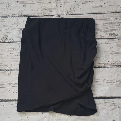 Michael Stars Black Cotton Blend Ruched Side Crossover Skirt M - Image 1 of 4