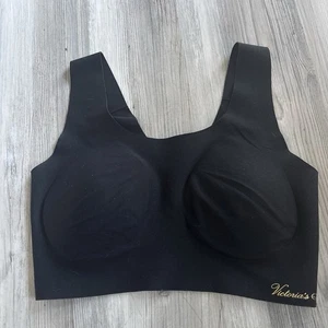 Victoria’s Secret Black Wireless Sports Bra With Gold Logo Size XS - M - Picture 1 of 9