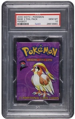2000 Vintage WOTC Pokemon Conjunto Base 2 Foil Booster Pack Pidgeot PSA GEM MT 10 - Imagem 1 de 2