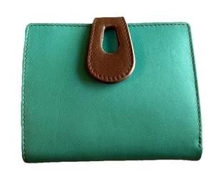 Cartera de cuero genuino ILI con RFID en Turq/Toffee - Imagen 1 de 6