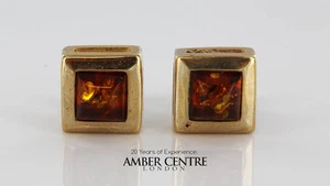 Italian Made Unique German Baltic Amber Studs 9ct Gold GS0089 RRP £235!!! - Picture 1 of 5