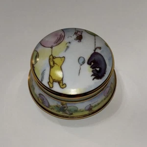 Vintage Winnie The Pooh Porcelain Musical Trinket Box By Linden /w Piglet Eeyore - Picture 1 of 11