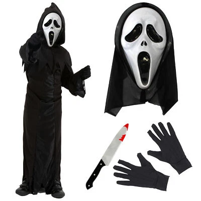 HOT 2025 BOYS KIDS HALLOWEEN COSTUME SCREAM GHOST FANCY DRESS OUTFIT MASK GLOVES - Image 1 of 4