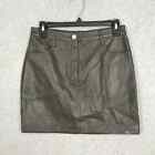 Truth Skirt Women Size 2 Green Mini Faux Leather Preppy Academia Goth Y2K Punk