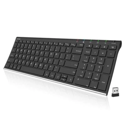 USB Wireless Keyboard Stainless Steel Ultra Slim Keyboard with Numeric Keypad... - Image 1 of 4
