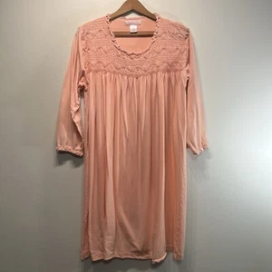 Schweitzer Linen Luxury Nightgown Collection Pima Cotton Peach Smocked Sz Large - Picture 1 of 8