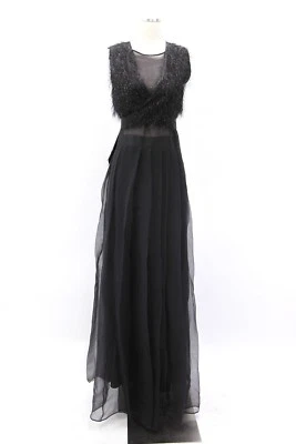 NUEVO CON ETIQUETAS $3795 Brunello Cucinelli 2 en 1 100 % seda gasa vestido con flecos brillantes chaleco A181 Foto 1 de 4