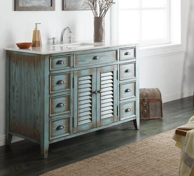 Tocador de fregadero de baño Abbeville estilo cabaña azul de 47 pulgadas - CF-28885BU Foto 1 de 4