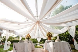 25 Yards 120" Wide Chiffon Voile Fabric Sheer Draping Drape Panel Wedding SALE - Imagen 1 de 6