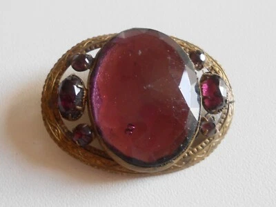 ANCIENNE BROCHE OU BOUCLE A FOULARD AVEC PIERRES BISEAUTES - Photo 1/2