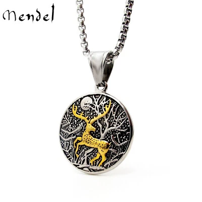 MENDEL 可爱女孩女式鹿角吊坠项链链套装不锈钢 — 第 1/4 张图片