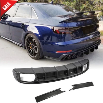 Диффузор кромки разветвители из углеродного волокна для заднего бампера седана Audi S4 2017-2020 годов выпуска - Изображение 1 из 4