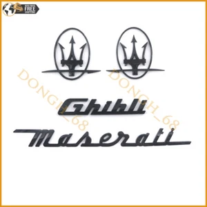Juego de 4 PIEZAS Emblema Negro Brillante para Maserati Ghibli RH & LH Insignia del Tronco Lateral - Imagen 1 de 9