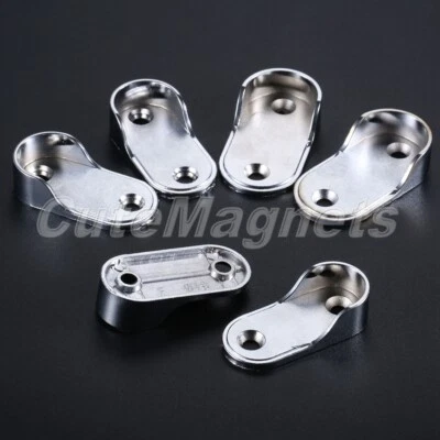 Metal Rail Hanger Wardrobe Tube End Support Holder Rod Socket Bracket Wall Mount - Image 1 of 4