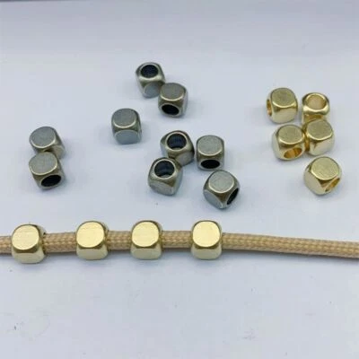 4mm Brass Square Spacer Bead DIY Keychain Brackets Accessories, Lot of 20 - Image 1 of 4