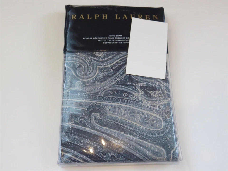 Ralph Lauren Home Allister Paisley Cotton King Pillow Sham Blue G1694