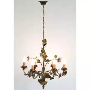 Chandelier with Flowers And Leaves A 6 Lights - Picture 1 of 4