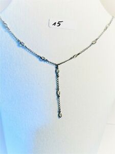 (15) Kette Collier y-Kette Silber 925 Sterlingsilber 43cm mit Steinen