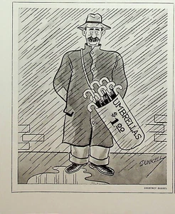 Artist Courtney Dunkel Comic Panel Print 1934 Rain Umbrellas for $1.00 - Picture 1 of 1