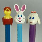 PEZ Easter Bunny Rabbit, Lamb No Pupils, Chick in Egg Dispensers Lot of 3