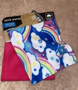 NWT 2 Pack Turtle Fur Kids Single-Layer Neck Warmers Rainbow Sky Hot Pink - Picture 1 of 3