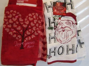 ST NICHOLAS SQUARE & KOHLS (2) HO HO HO & (2) LOVE GROWS HERE Hand/Kitchen TOWEL - Picture 1 of 10