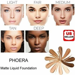 PHOERA Foundation Makeup Full Coverage Fast Base Brighten long-lasting Shade US - Picture 1 of 22