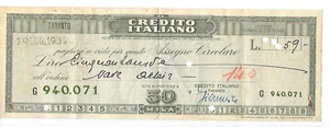 1954 - CREDITO ITALIANO - ASSEGNO CIRCOLARE DELLA GLORIOSA NAVE ALTAIR - L.59 - Picture 1 of 2