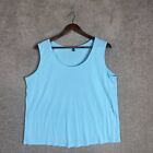 Eileen Fisher Silk Tank Top Womens Plus Size 1X Blue Shell Cami Washable Crepe