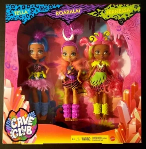 Pack de 3 muñecas CAVE CLUB TELLA ROARALAI FERNESSA moda infantil prehistórica - Imagen 1 de 7