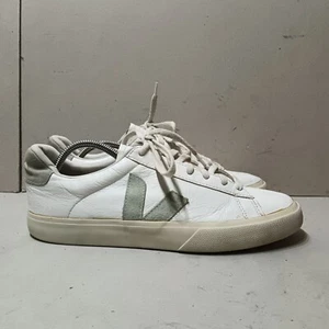 VEJA CAMPO MEN'S LEATHER LOW TRAINERS WHITE/GREEN TRAINERS SIZE UK10 EU44(Bx63) - Picture 1 of 19
