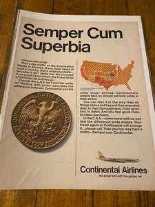 Vintage 1967 Continental Airlines Proud Bird With The Golden Tail ad - Picture 1 of 1
