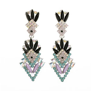 NUEVOS Pendientes de Gota Urban Anthropologie Messoni Rosa Azulado Negro Gema - Imagen 1 de 1