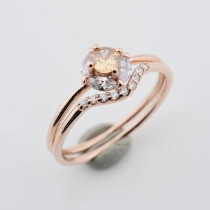 Citrine Diamond Marquise set Art Deco Engagement Ring 14k Gold Fine Jewelry - Picture 1 of 4