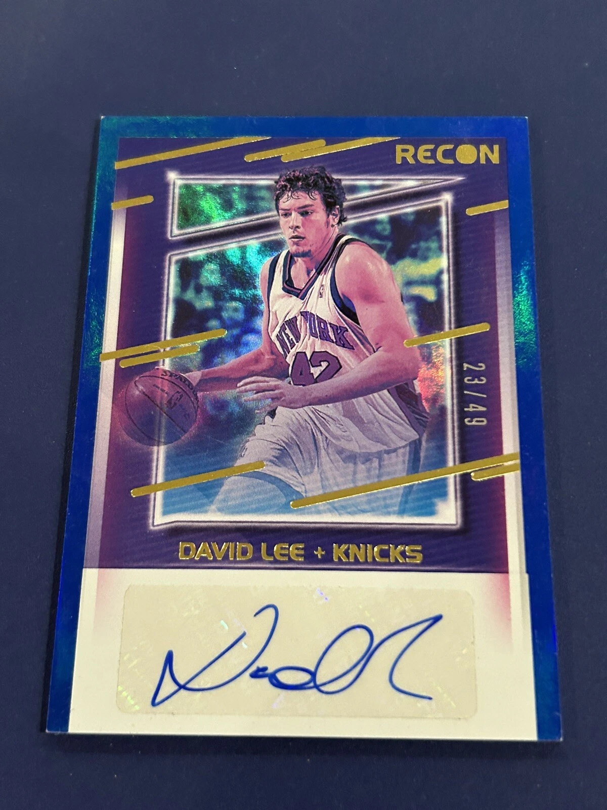 2020-21 Panini Recon Signatures David Lee Auto Blue /49 Holo SP New York Knicks