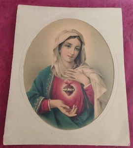 Chromolithographie Sacré coeur de Marie - Picture 1 of 9