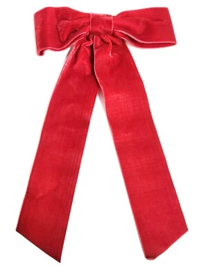 Cordón de moño de pelo de terciopelo J.Crew rojo de vacaciones talla única largo CE946 nuevo con etiquetas Foto 1 de 4
