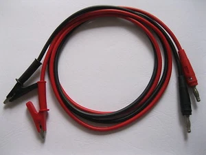 2 Stück 2 Farben Krokodilklemme auf Bananenstecker Silikonkabel Hochspannung 1 m lang - Bild 1 von 3