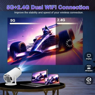 Transpeed Android 11 Wifi6 260ANSI Projector AllwinnerH713 1280720P 4K180° USA - Image 1 of 4