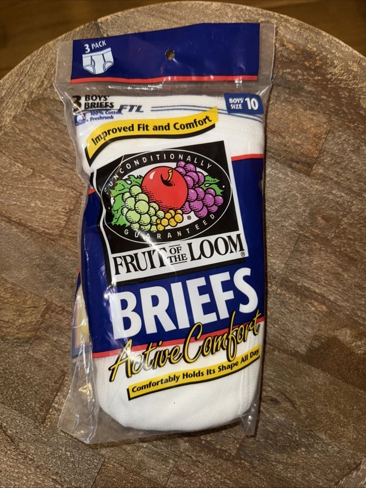 Vtg 90s Fruit of The Loom Boys Briefs Size 4 White Undies 3 Pair Deadstock