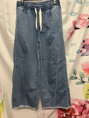 Aerie Soft Landing Trouser Large Black  Drawstrings Wide Leg Denim Medium - Image 1 of 4