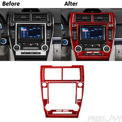 6Pcs Red Carbon Fiber Interior Central Console Cover Trim For Toyota Camry 12-14 - image 1 of 4