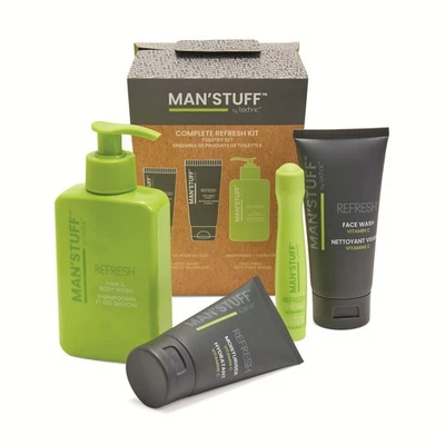 MAN'STUFF Mens Skincare Christmas Gift Set Man Stuff Total Refresh Face Body Toiletries