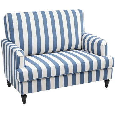 HOMCOM Cuddle Chair with Stripe, Armchair for Living Room, Blue and White
